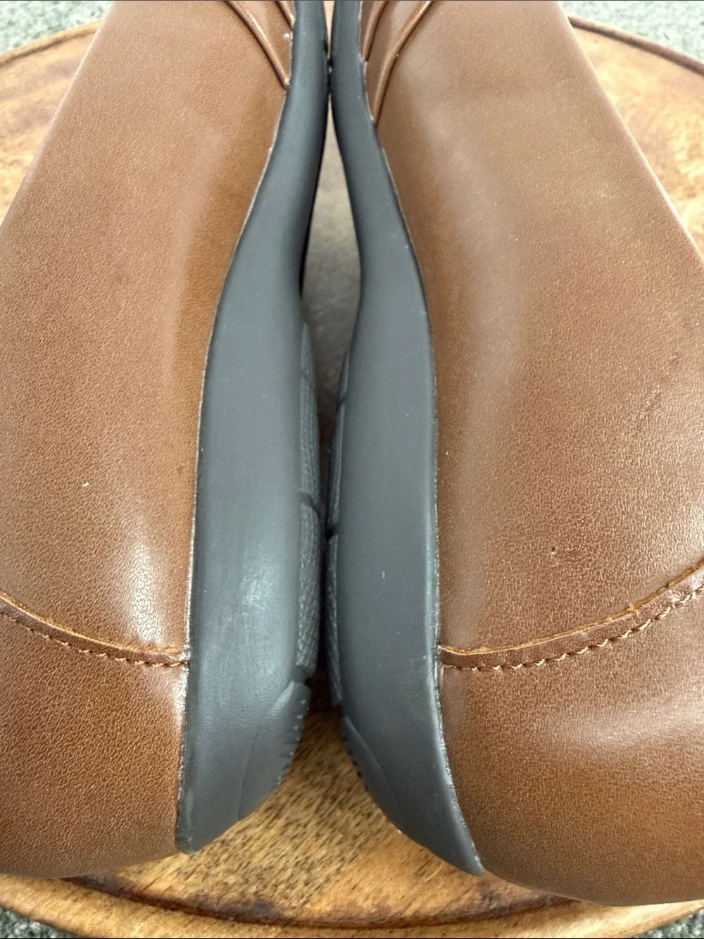 Earth Spirit Shoe Wm 9.5 Brown Faux Leather Slip-On Ballet Flats Gelron Comfort